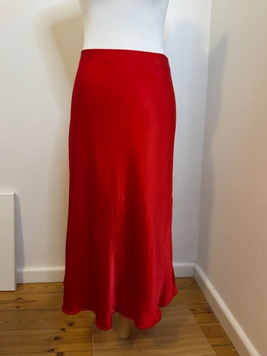 Summer red satin slip skirt - satin,