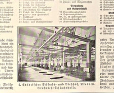 Alte Lithographie, Schlacht- und Viehhof Dresden, 1930, Markthalle für Schweine