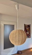 Pendelleuchte Hängelampe  hellbraun Sisal Vintage MCM Kugel Sphere 70er 80er