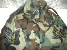 Orig. US AIR FORCE M65 FIELD JACKET FELDJACKE PARKA MILITARY WOODLAND CAMO S/R