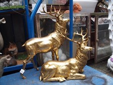 Reh Hirsch Deko Figur Gartenfigur Hirsch Gold wetterfest Waldtiere Wild NEU