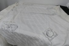 Shabby Tischdecke   Bettüberwurf  Weiß verschiedene Ornamente 190 x 350 cm, W14