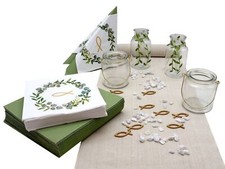 Tischdeko Kommunion Konfirmation Eukalyptus Creme Salbei Olive Gold 20 Personen