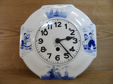 Wanduhr Uhr Küchenuhr Jugendstil Delfter Dekor Windmühle Segelschiff Porzellan