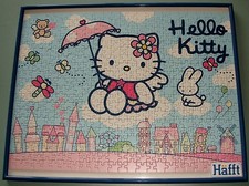 Hello Kitty Puzzle gerahmt Kinderbild Wandbild Puzzlebild im Bilderrahmen Bild