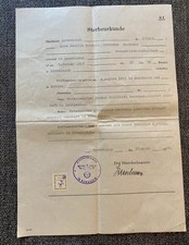 Sterbeurkunde 1945 Lommatzsch Frau geb. 1865 gest. 1919