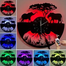 LED-Wanduhr Elefanten Safari