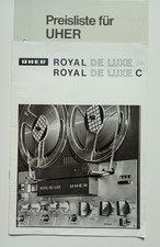 Uher Royal De Luxe und  Uher Royal De Luxe "C"  Tonbandmaschine Preisliste