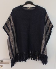 Hochwertiger ESPRIT Strick Poncho Wolle Cape dunkelblau