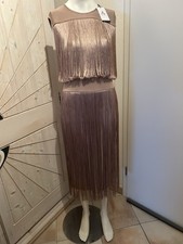 Kleid mit Fransen Nude Beige