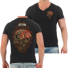 Herren T-Shirt Life is Pain muerte Blood death skull totenkopf blut horror tot