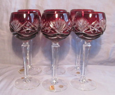 6 Nachtmann Dekor 124 original Weinrömer Überfang Schliff Sterne dunkelrot