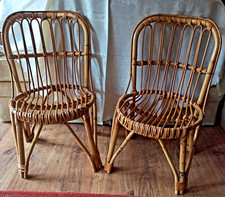 Bambus/Rattan Kinderstuhl, 2er-Set Kinder-Sessel, Natur, gebraucht Vintage