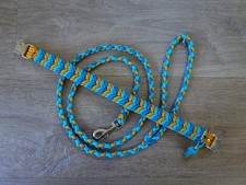 Paracord Halsband 34 cm & Leine 130 cm für Hunde Blau Gelb