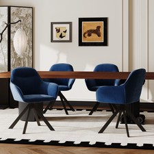 Esszimmerstühle 4er Set Drehbar Küchenstühle Armlehne Samt Drehstuhl Dunkelblau