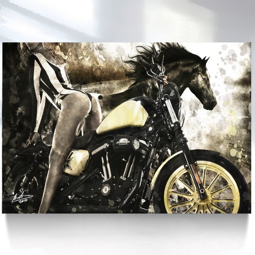 Leinwand bilde motorrad - motorrad, frau