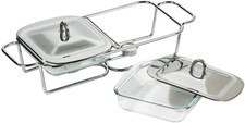 Premier Housewares Speisenwärmer mit Griffen Speisenwärmer Buffet Servierer Edelstahl