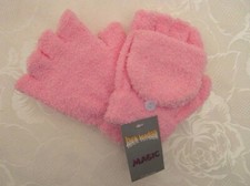 Kuschelige Handschuhe Fingerlos Fäustlinge Klappe 2in1 Rosa