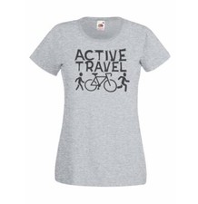 Graues Damen-T-Shirt Active Travel Walk Ride Run Täglich Training Fitness Lady Fit