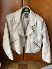 Damen Jacke Biker Kurz Motorrad Jacke Trenchcoat Kunstleder Totenkopf Glitzer 