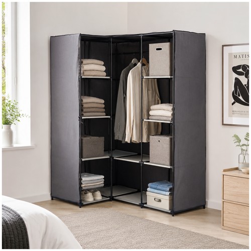 Stoffschrank eckregal lena - stoffschrank,