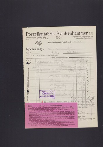 Plankenhammer rechnung 1935 - plankenhammer,,