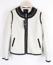Maison Scotch Damen JACKE S Gebrochenes Weiß Kurz Nieten Kunstleder RRP270€