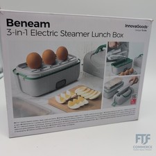 InnovaGoods 3-in-1 Dampfgarer Lunchbox elektrisch Kochen Dämpfen Warmhalten Eier
