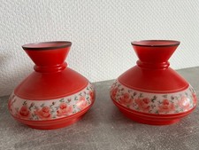 2 Lampenschirme aus Glas von einer Petroleumlampe rot  mit Muster