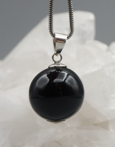 Onyx schwarz anhänger kugel - schwarz,