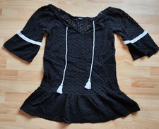 Minikleid, Strandkleid, Häkel, Hippie, Schwarz, Calzedonia Cobey, S