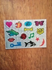 Vintage Disney Aufkleber Hologramm Sticker Herz Stern silber 1980er 9 x 6 cm RAR