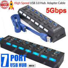 USB 3.0 Hub 7 Port Kabel Splitter Adapter Aktiv Netzteil Verteiler für PC Laptop