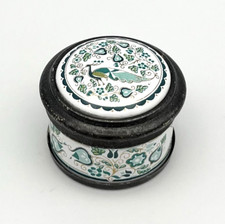 Antike Pillendose Silber 800 Emaille Pfau Italy Schmuckschatulle Dose RAR #3585