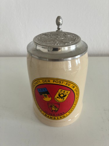Bierkrug mit zinndeckel und - bierkrug,