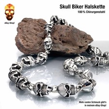 15 mm Skull Halskette Edelstahl Biker Herren Totenkopf Königskette Panzerkette 2
