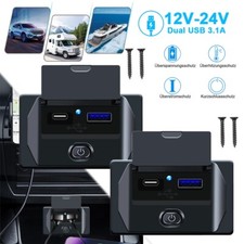 Auto Steckdose Dual USB Ladegerät Für 12V Buchse KFZ Wohnmobile Wohnwage Einbau.