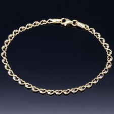 Herz Goldarmband Armband 585 14K ECHT Gold 17,5cm 3,5mm Bicolor NEU Ankerarmband