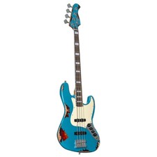 Fame Custom JB 4 Worn Sonic Blue over 3-Tone Sunburst - E-Bass