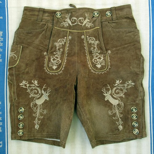 Bestickte braune lederhose - bestickte,