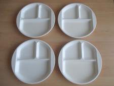 DDR, 4 originale dreiteilige Portionsteller, Kunststoff, VEB Plastunion Triptis