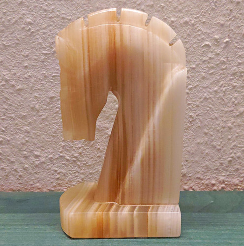 Onyx skulptur pferdekopf beige - pferdekopf,