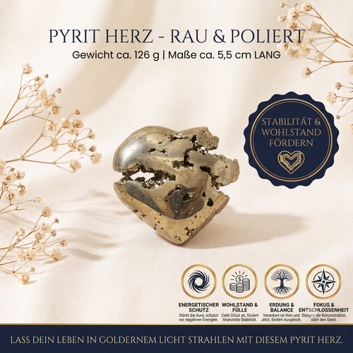 Pyrit herz 126 kristall - herz, g
