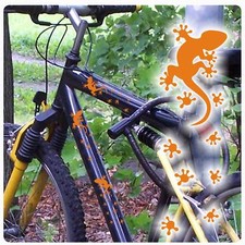 Gecko + Spuren Fahrradaufkleber Fahrrad Aufkleber Eidechse Sticker F013