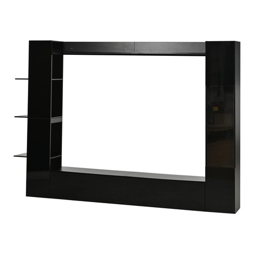 Wohnwand schwarz 245x30x170 - wohnwand,