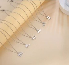 Edelstahl Sternzeichen Kette mit Anhänger Halskette Horoskop Damen Herren Fein