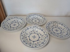4 Suppenteller Jäger Eisenberg Indisch Blau & Strohblume DDR Porzellan