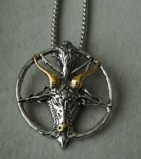 Baphomet Anhänger Mit Halskette Silber Pentagramm Ziege Ziegenkopf Hörner Satan