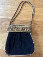 Antik - Edel Handgearbeitete Samt Handtasche - Goldfäden - Bestickt - Unikat