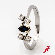 Ring  585/14K Weißgold Gelbgold 1 Saphir Diamanten Brillanten Größe 56 TOP 
